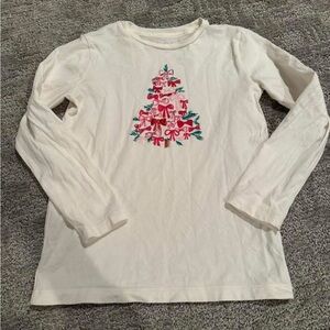 Crewcuts Girls' Cream Long-Sleeve Holiday Tree Tee